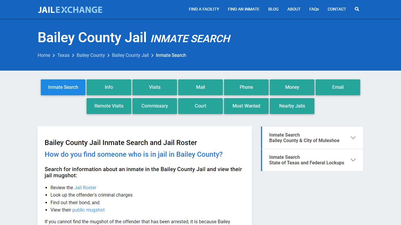Inmate Search: Roster & Mugshots - Bailey County Jail , TX